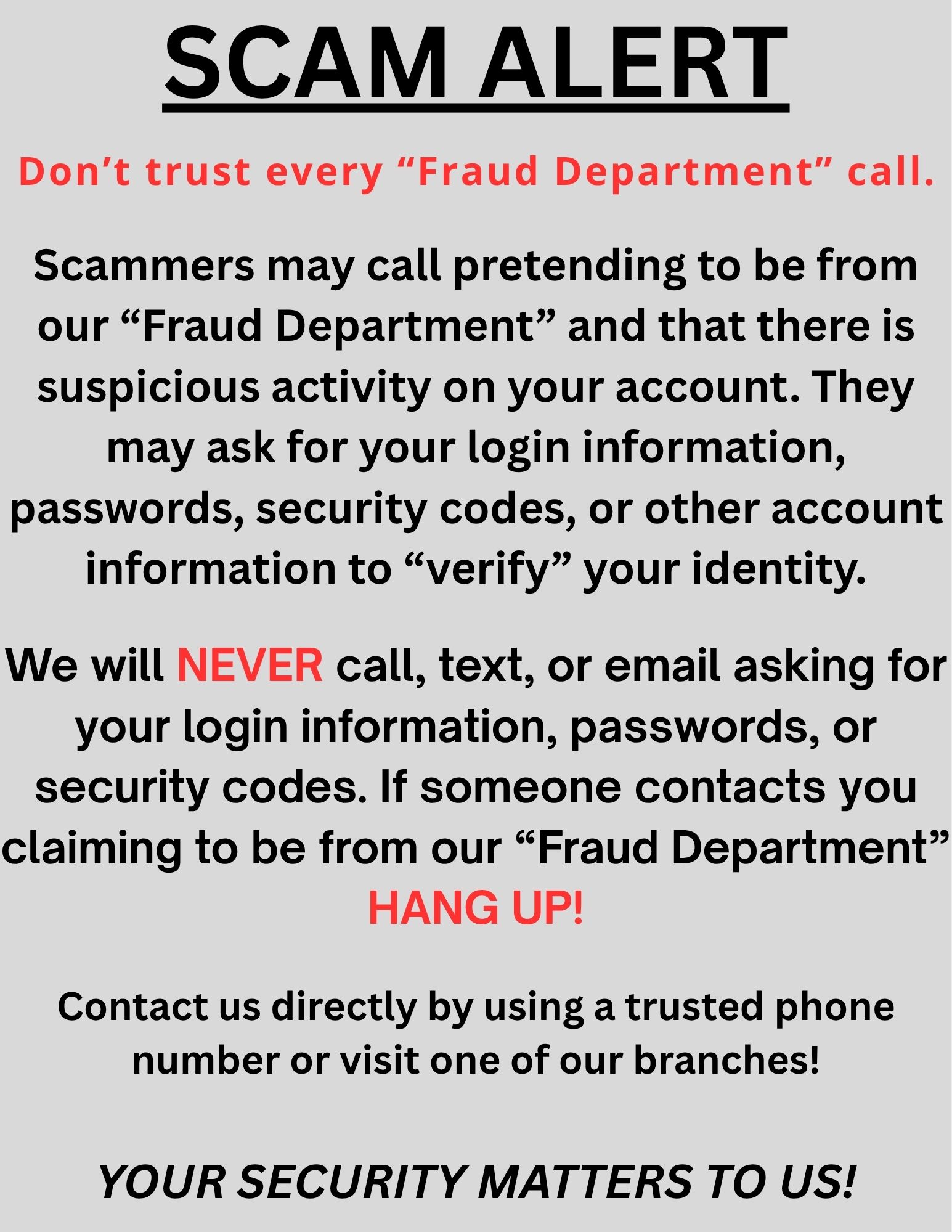 SCAM ALERT